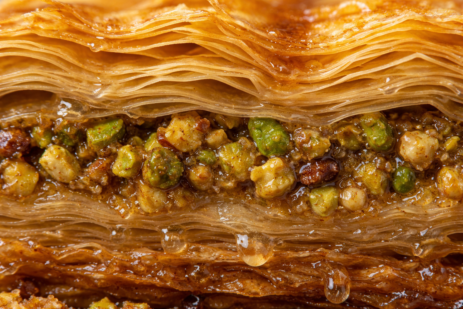 Baklava katmanlarinin yakindan kesit gorunumu